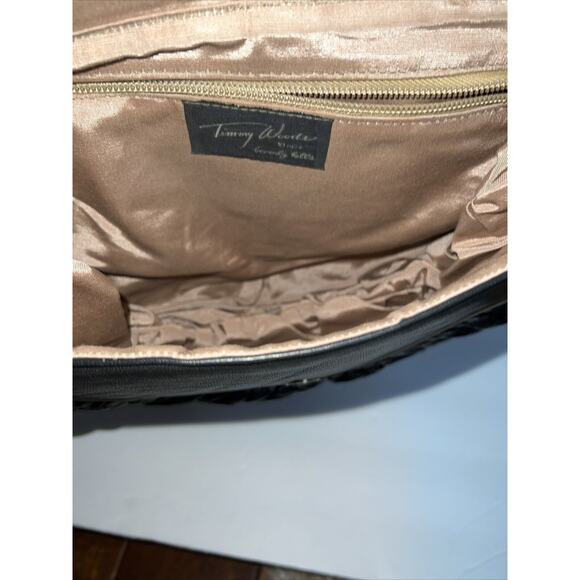 Timmy Woods 1977 Beverly Hills Vintage Black Leather Purse w/Tan Trim - Picture 7 of 8